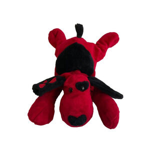 Kids of America Red Dog Hearts Eye Spot Black Plush Stuffed Animal Toy Vtg